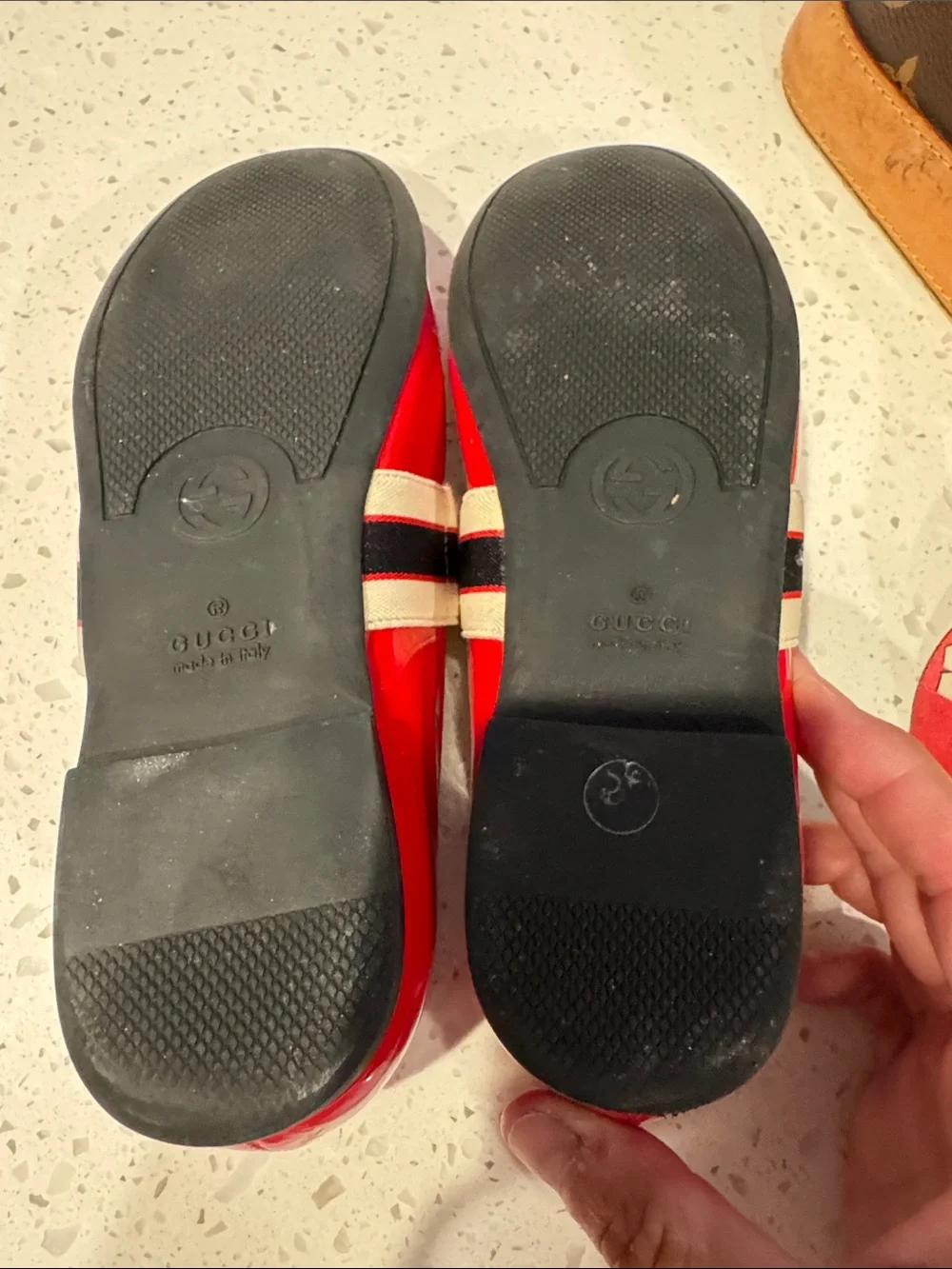Gucci Kids Red Patent Leather Mary Janes with Branded Strap